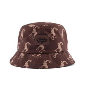 Aung Crown casual brown bucket hat with a leather patch KN2102221