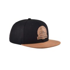 Aung-Crown-black-strapback-hat-with-a-brown-flat-brim-at-the-size-view-KN2012145
