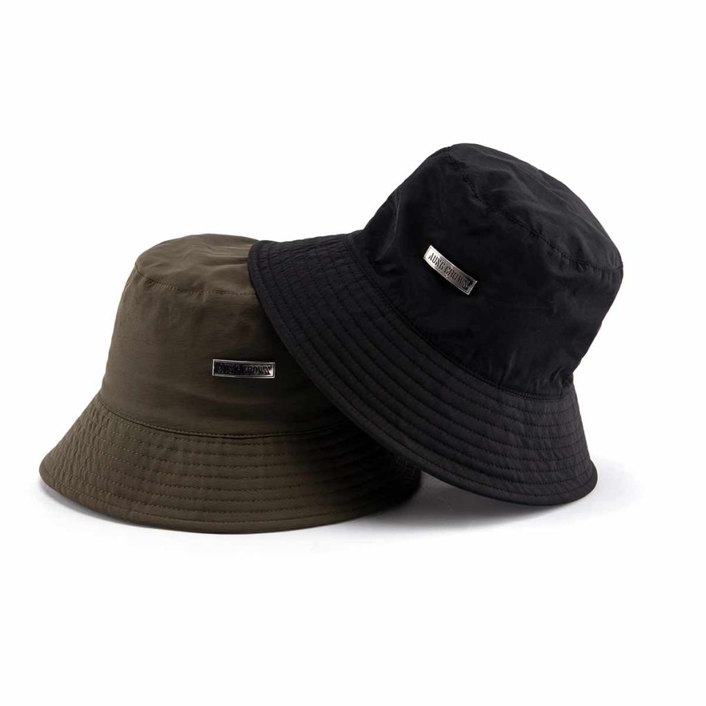 Aung Crown casual metal bucket hat with a metal label SFA-210330-2