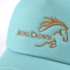 Aung-Crown-casual-popular-trucker-hat-with-a-flat-mebroidery-logo-letters-and-horse-at-the-front-KN2012073