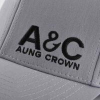 Aung-Crown-gray-custom-embroidered-trucker-hat-with-flat-embroidery-letters-on-the-front-KN2012181