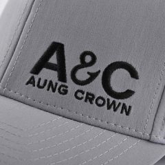 Aung-Crown-gray-custom-embroidered-trucker-hat-with-flat-embroidery-letters-on-the-front-KN2012181