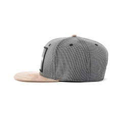 Aung-Crown-gray-suede-strapback-hat-with-a-khaki-flat-brim-KN2102045