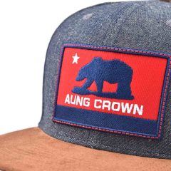 Aung-Crown-grey-snapback-hat-with-a-flat-embroidery-applique-at-the-front-ACNA2011125