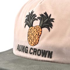 Aung-Crown-khaki-snapback-hat-with-flat-embroidery-letters-and-a-pineapple-at-the-front-panel-KN2103013