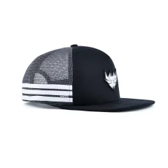 Aung-Crown-mens-6-panel-flat-bill-trucker-hat-at-the-horizontal-view-KN2012153