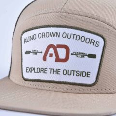 Aung-Crown-mens-7-panel-trucker-hat-with-a-flat-embroidery-patch-on-the-front-ACNA2011124