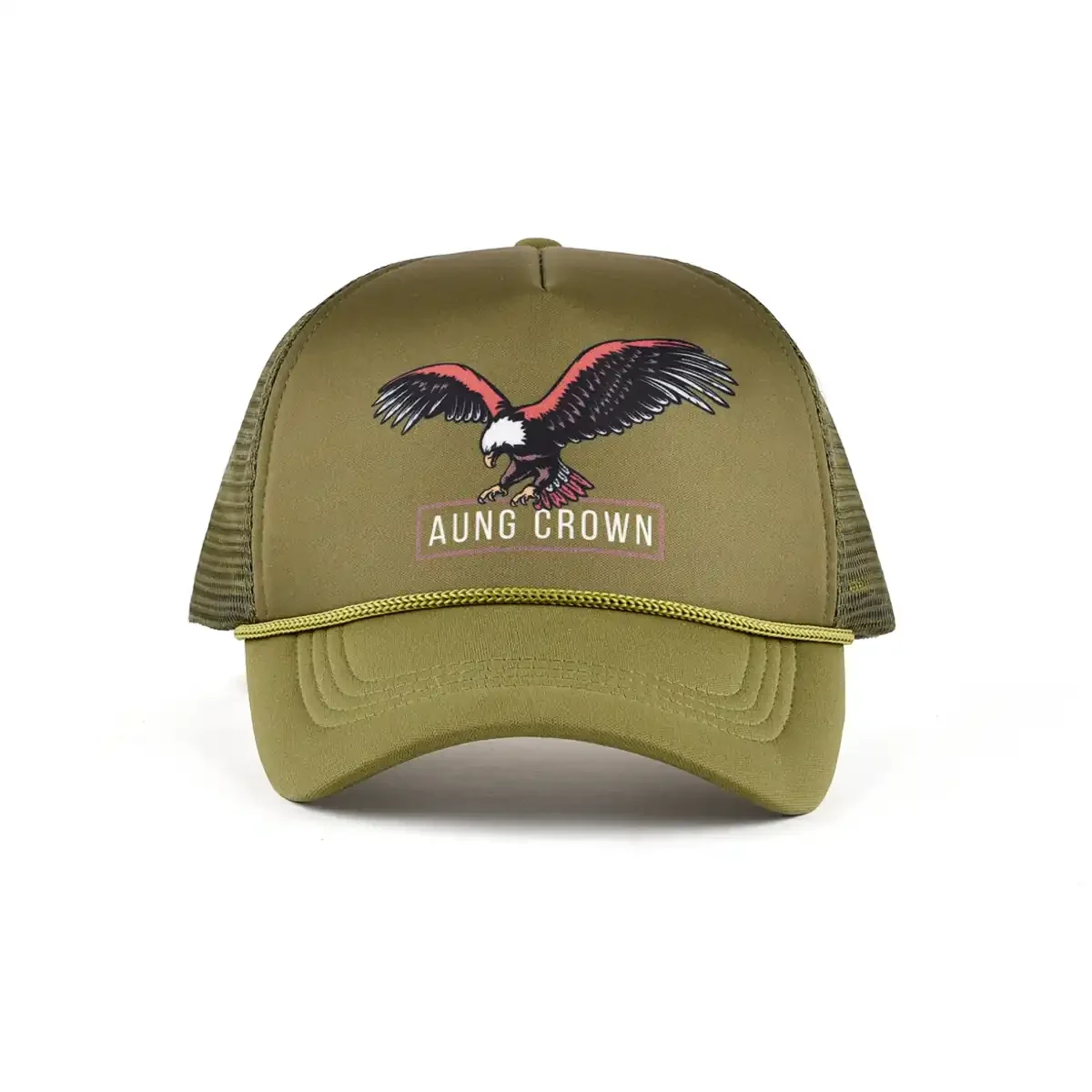 Aung-Crown-mens-green-trucker-hat-for-outdoors-with-a-curved-brim-AC201024-80