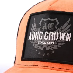Aung-Crown-orange-black-youth-trucker-hat-with-a-3D-piping-applique-with-digital-printing-on-the-front-SFA-210415-2