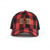 Aung-Crown-plaid-red-and-black-trucker-for-women-and-men-KN2012072