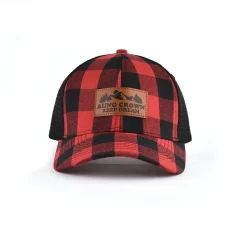 Aung-Crown-plaid-red-and-black-trucker-for-women-and-men-KN2012072