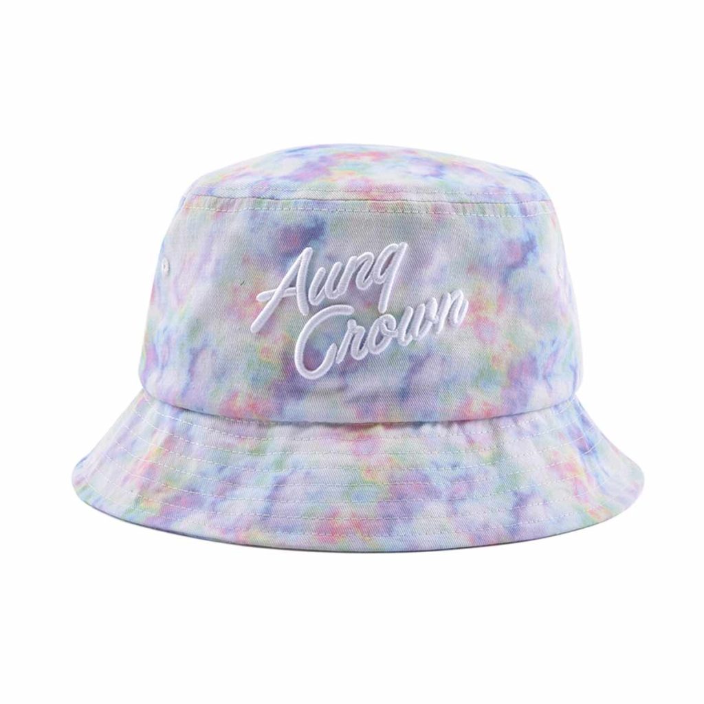 Aung Crown tie dye bucket hat with 3D embroidery letters KN2103014