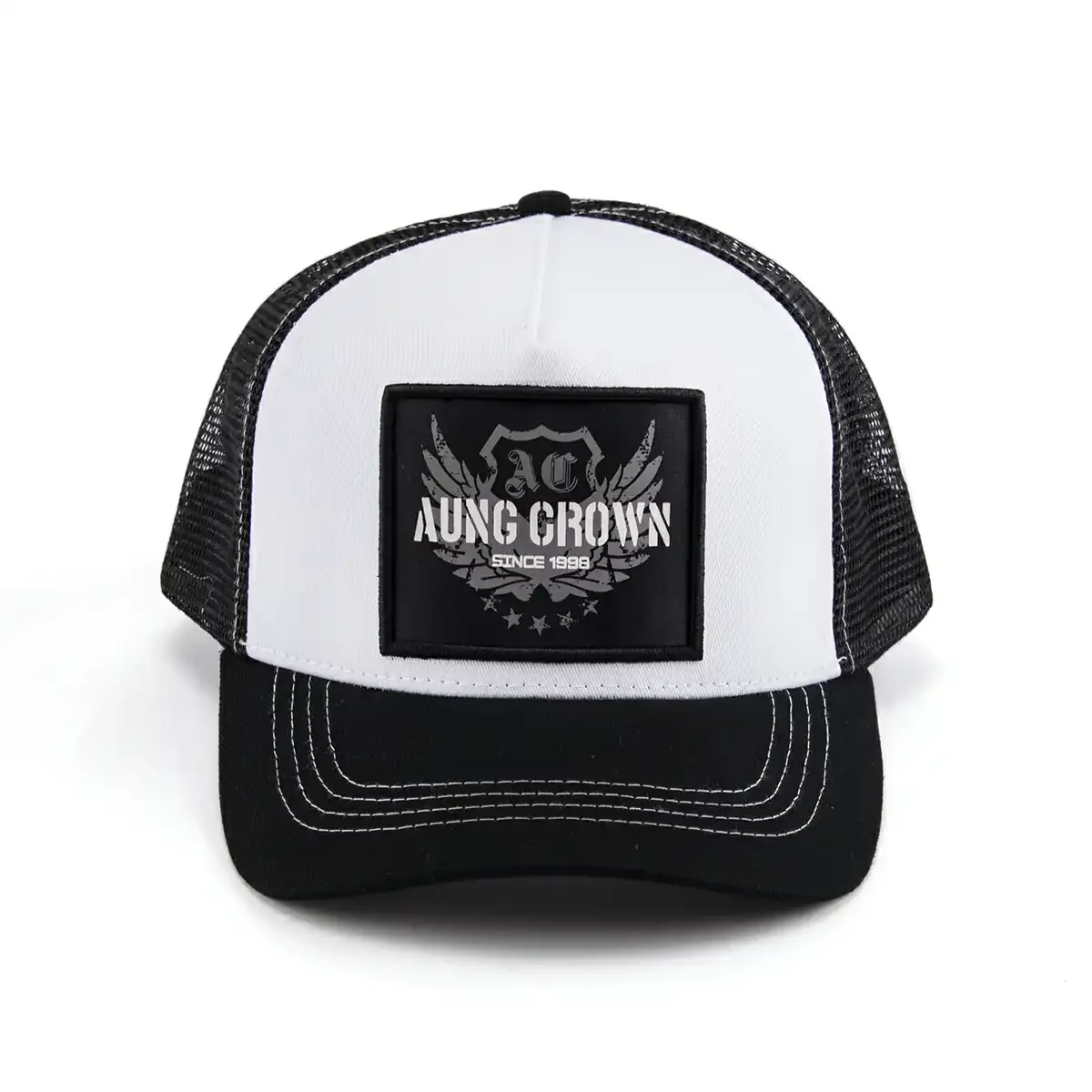 Aung-Crown-white-black-youth-trucker-hat-for-outdoors-SFA-210415-2