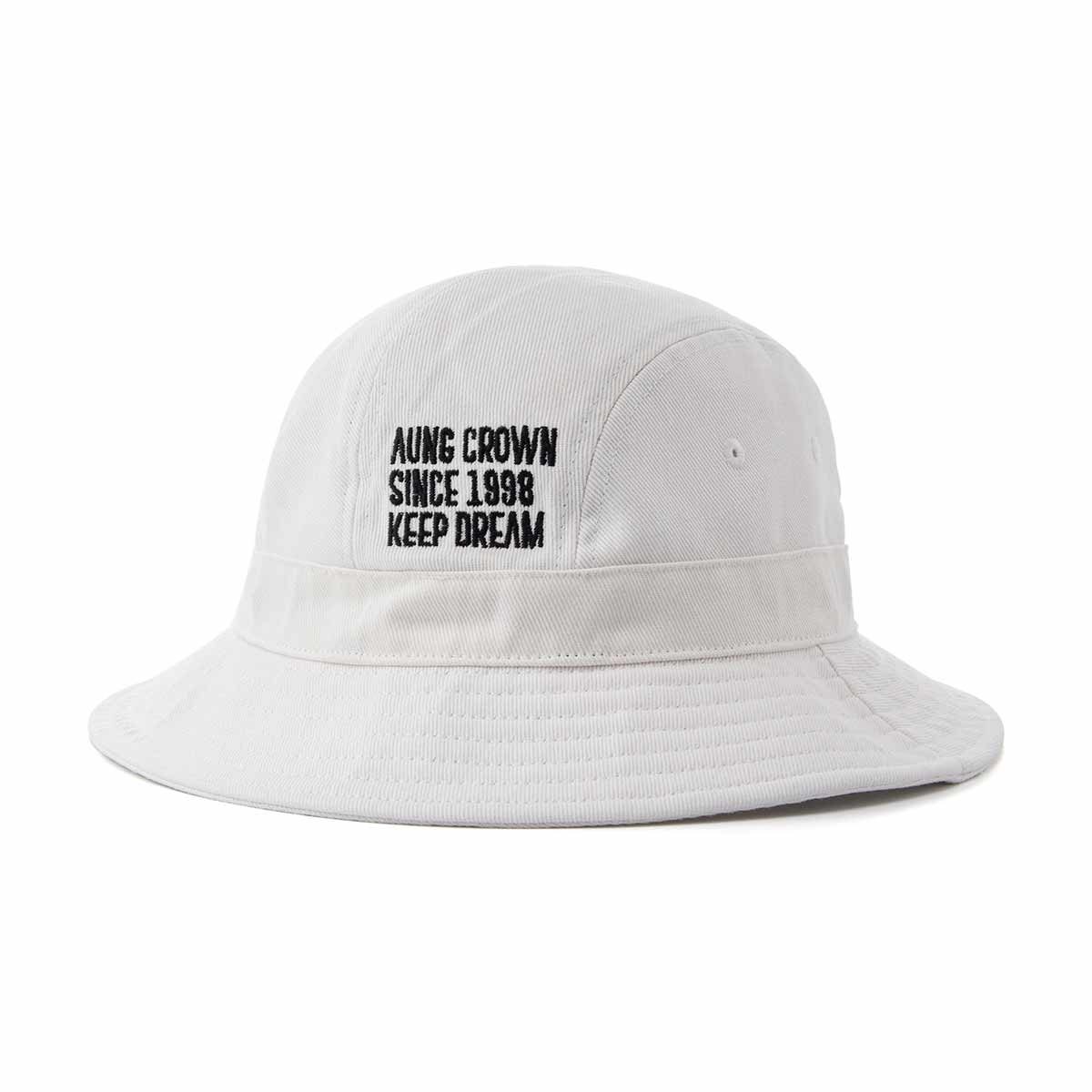 Aung-Crown-white-floppy-bucket-hat-with-black-flat-embroidery-letters-KN2103123