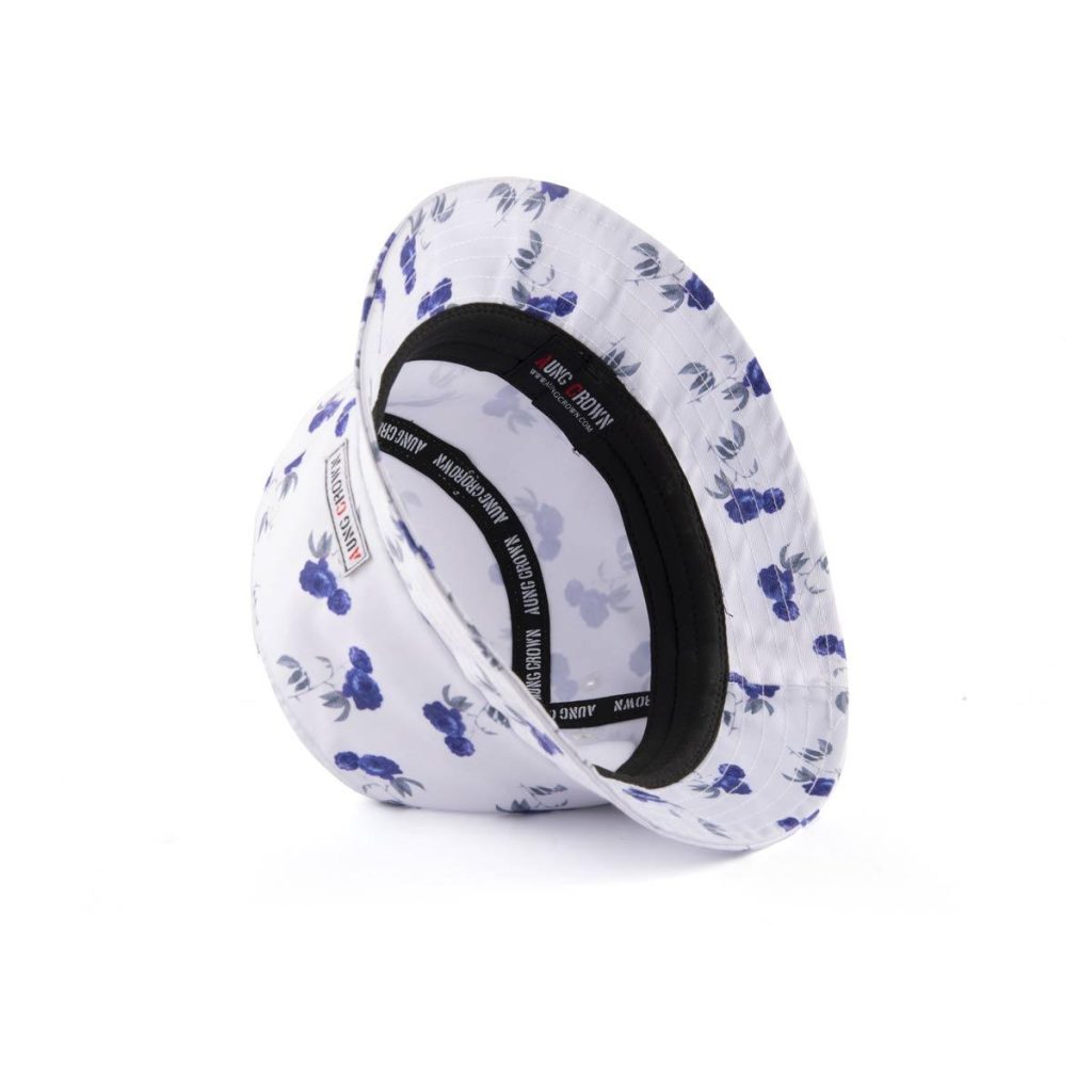 Aung Crown white floral digital printing kid bucket hats KN2102191-3