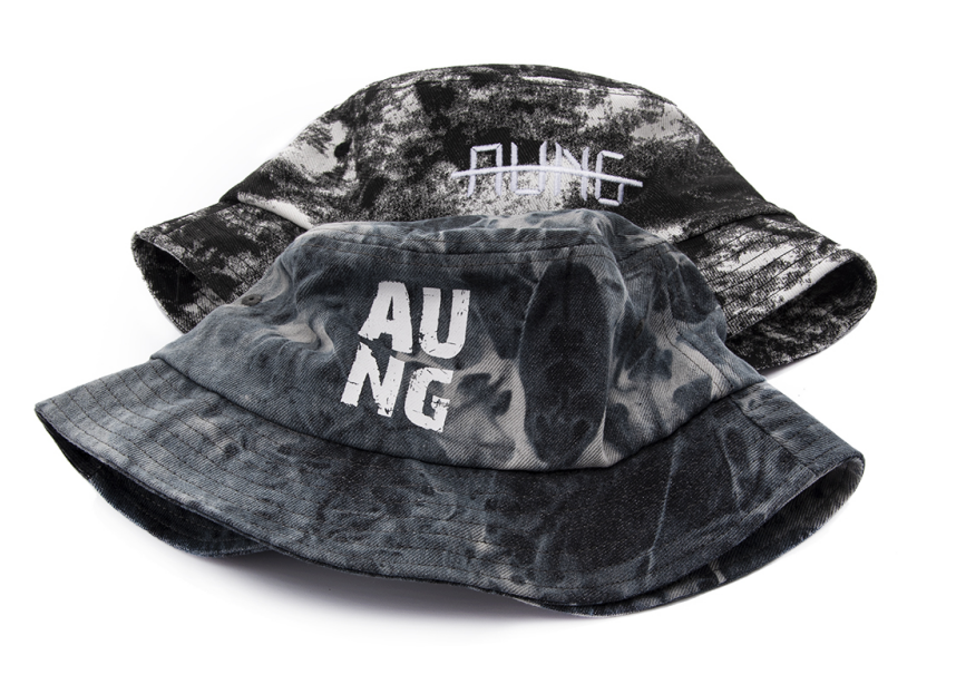 black and white jean and
denim bucket hat