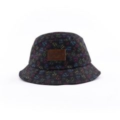 Streeter-black-flower-bucket-hat-with-a-leather-patch-KN2102191