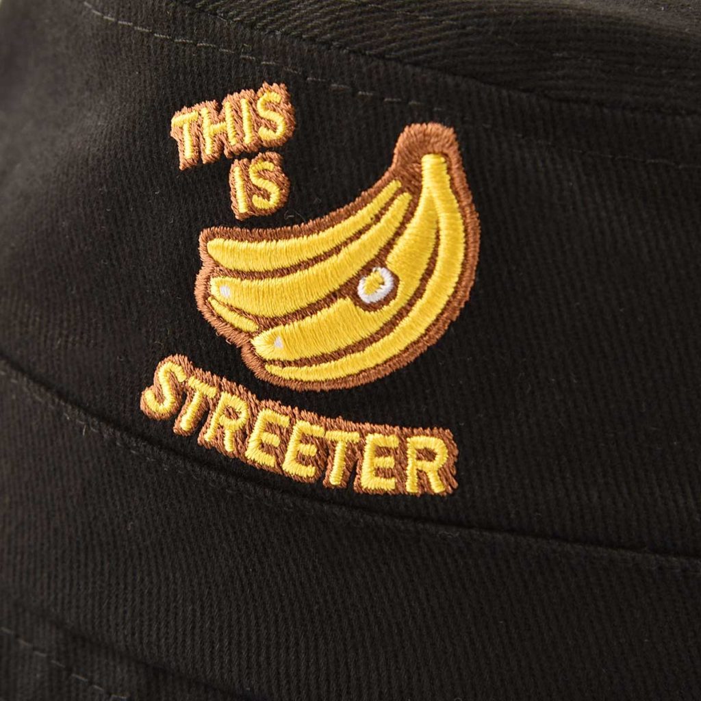 Streeter black short brim bucket hat with aflat embroidery logo on the front KN2101263
