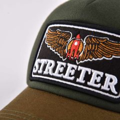 Streeter-green-brown-trucker-hat-men-with-a-3D-piping-applique-with-3D-embroidery-KN2012093