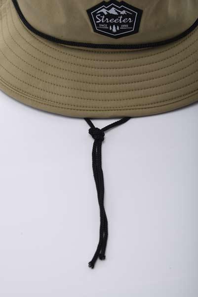 Streeter olive green bucket hat with adjustable chin drawstrings KN2102194