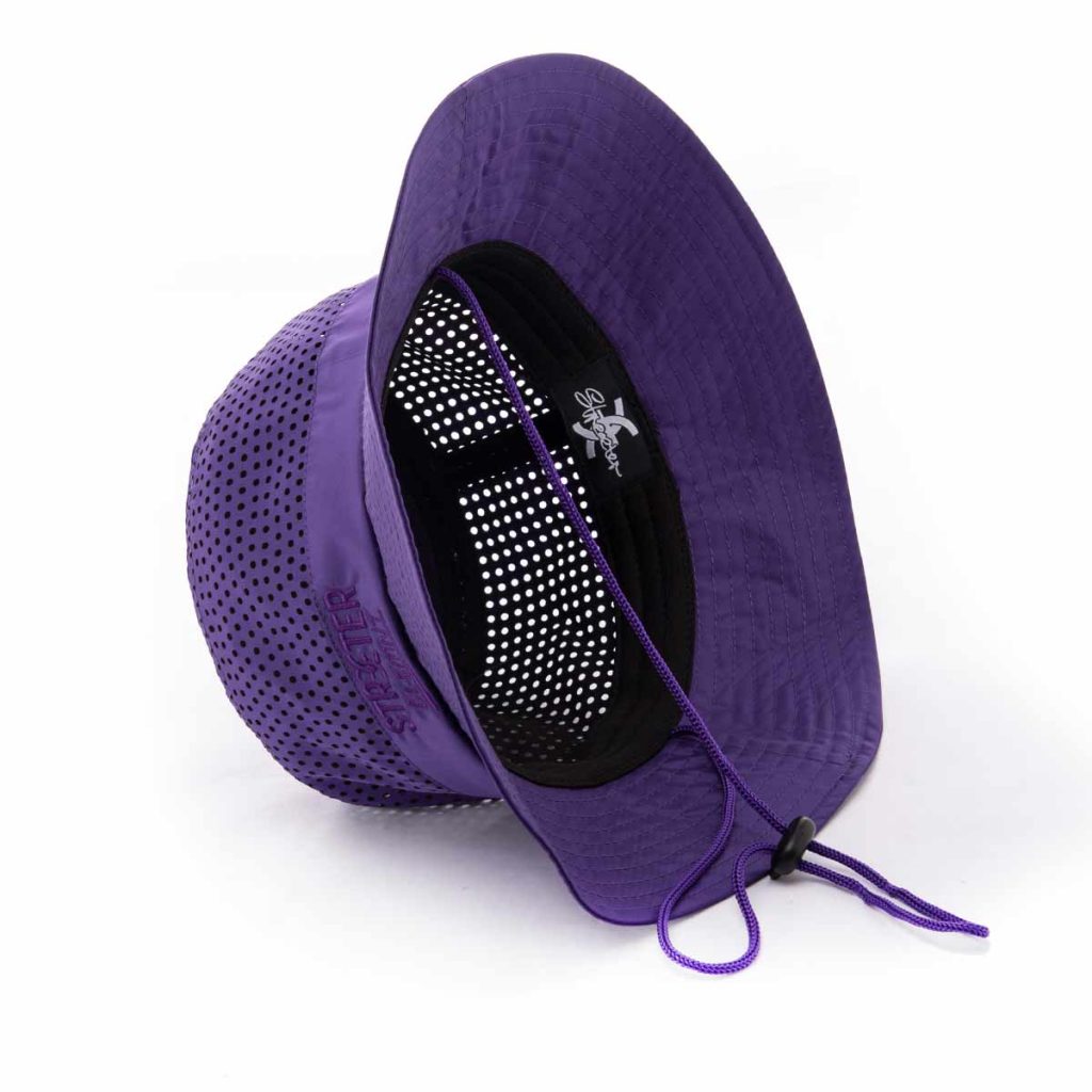 Streeter purple bucket hat with an inner label, a sweatband, and chin straps KN2103122
