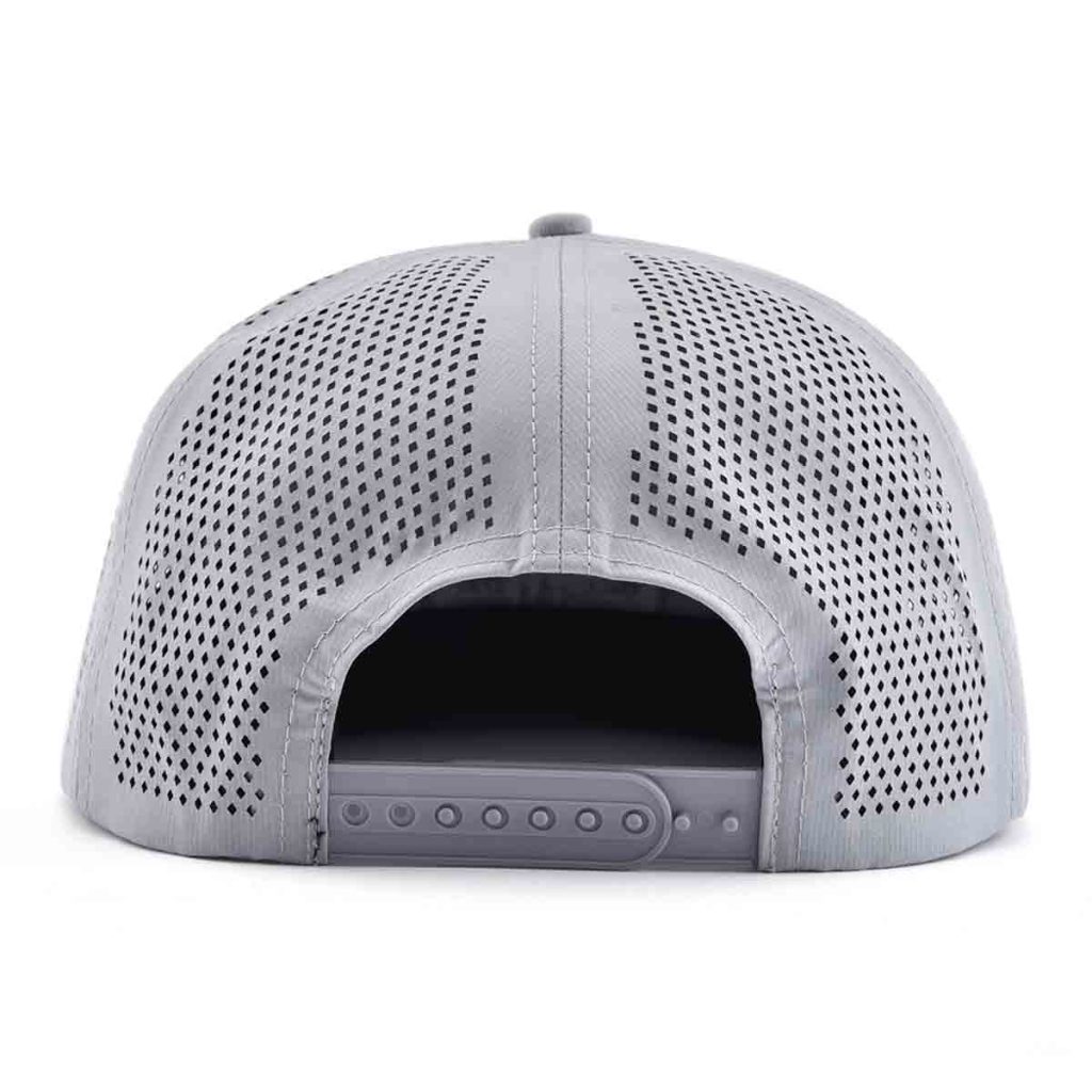 Streeter sports trendy trucker hat with a gray plastic snap and a gray laser-hole back KN2103125