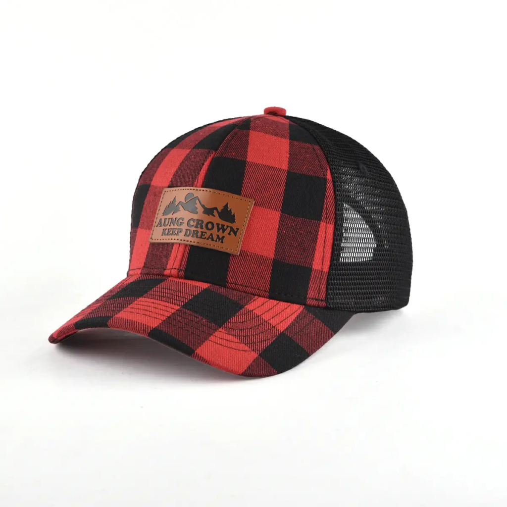 Red and black trucker hat