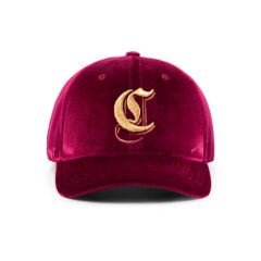 Velvet Six-Panel Structured Embroidered Dad Hat With Metal Buckle