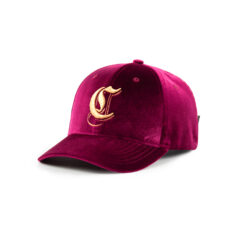 Velvet Six-Panel Structured Embroidered Dad Hat With Metal Buckle