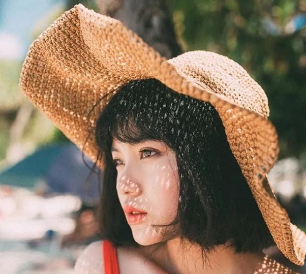 wide-brim straw sun hat