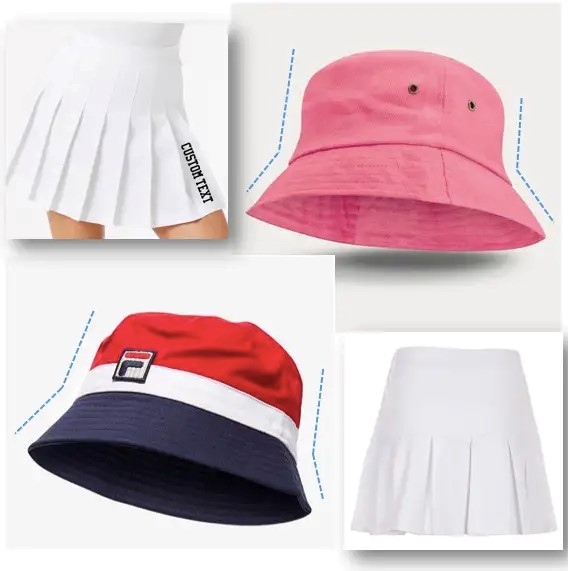 bucket hat - shows the difference between the two tilt angles