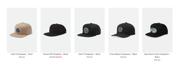 Brixton snapback caps