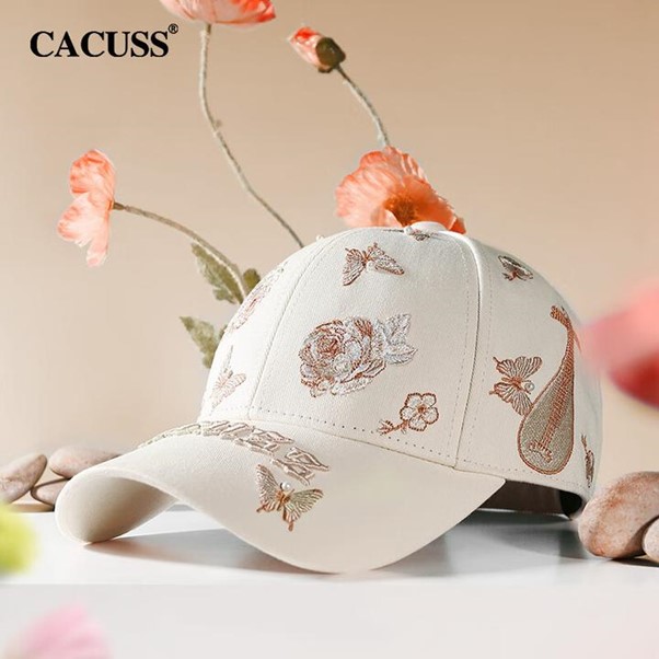 CACUSS Women’s Embroidered Baseball Caps, BEIGE