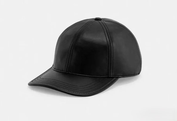 COACH Neutral Leather Baseball Cap, Black