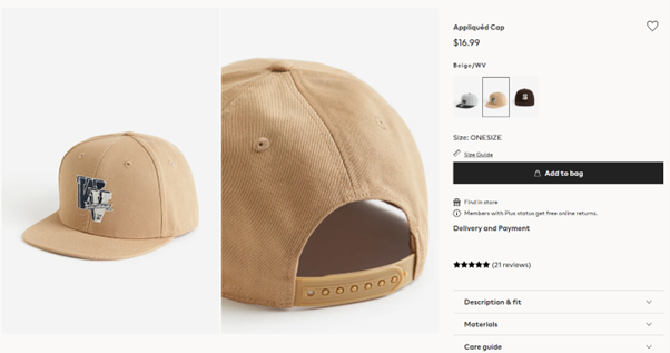 H&M snapback caps